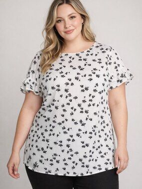 ✨2/$20 Lane Bryant Floral Flutter Short Sleeve Blouse Sheer Top Plus Size 22